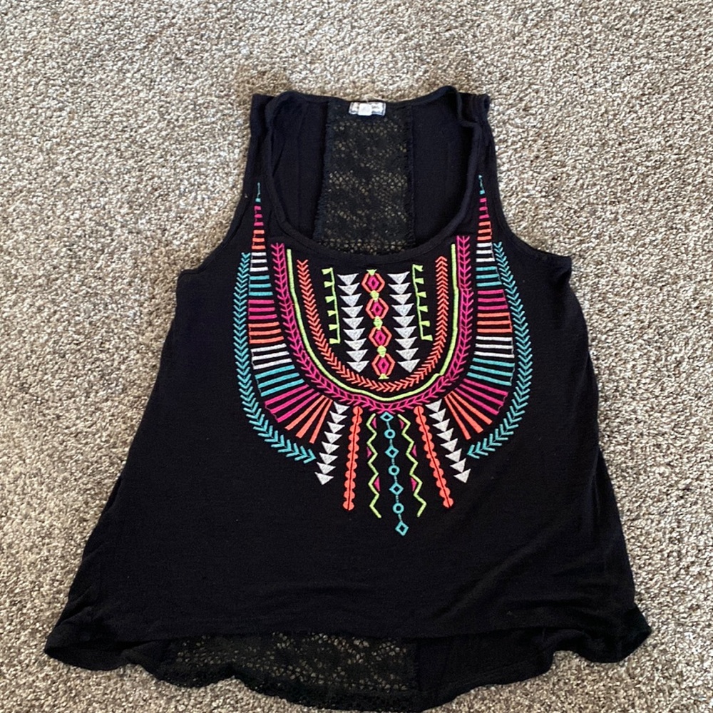 Neon Aztec Tank Top Shirt- Medium